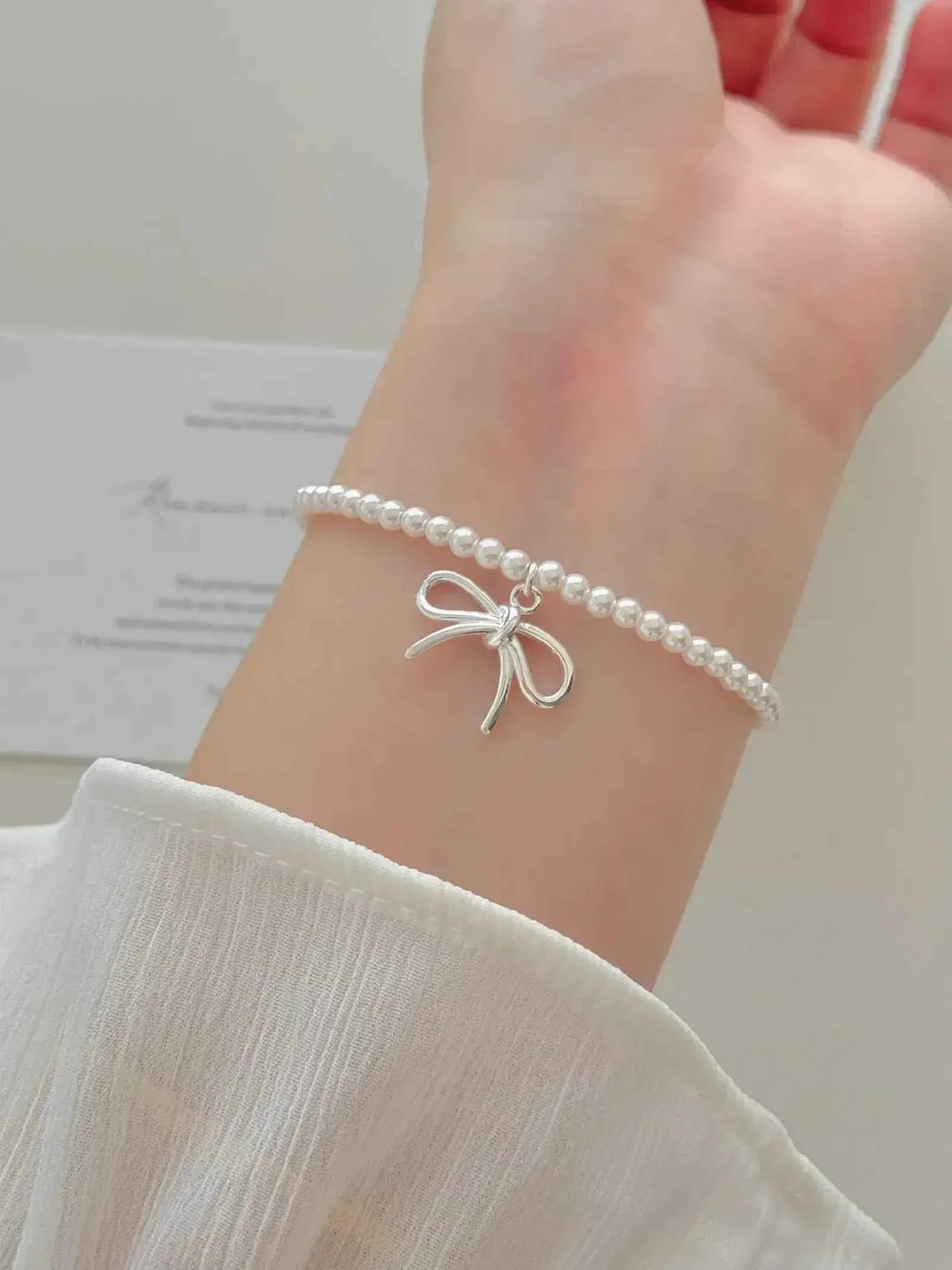 "Alice's Bowknot Pearl" 925 Sterling Silver Bracelet - Delicate, Elegant, and Charming - Image 4