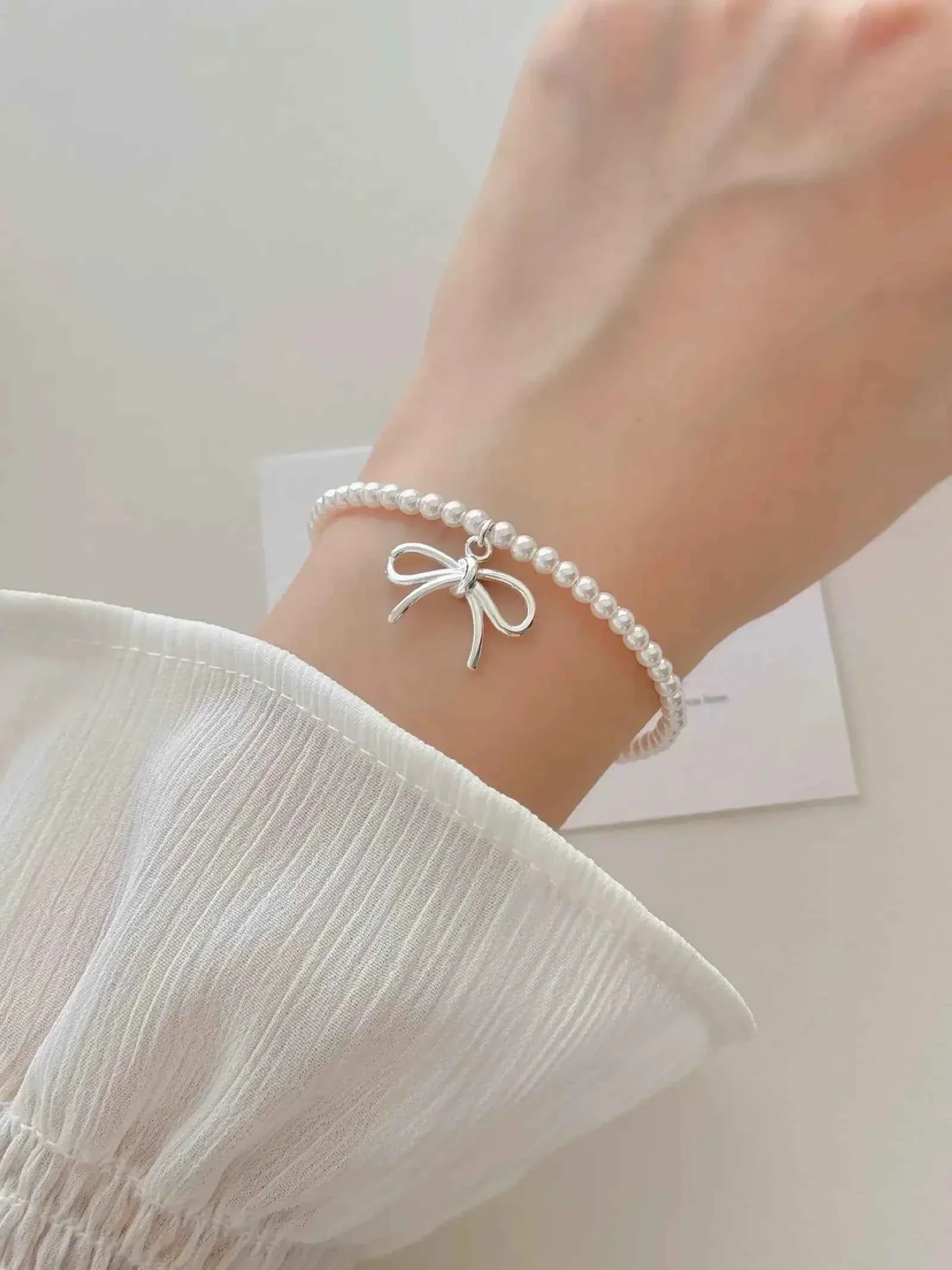 "Alice's Bowknot Pearl" 925 Sterling Silver Bracelet - Delicate, Elegant, and Charming - Image 5