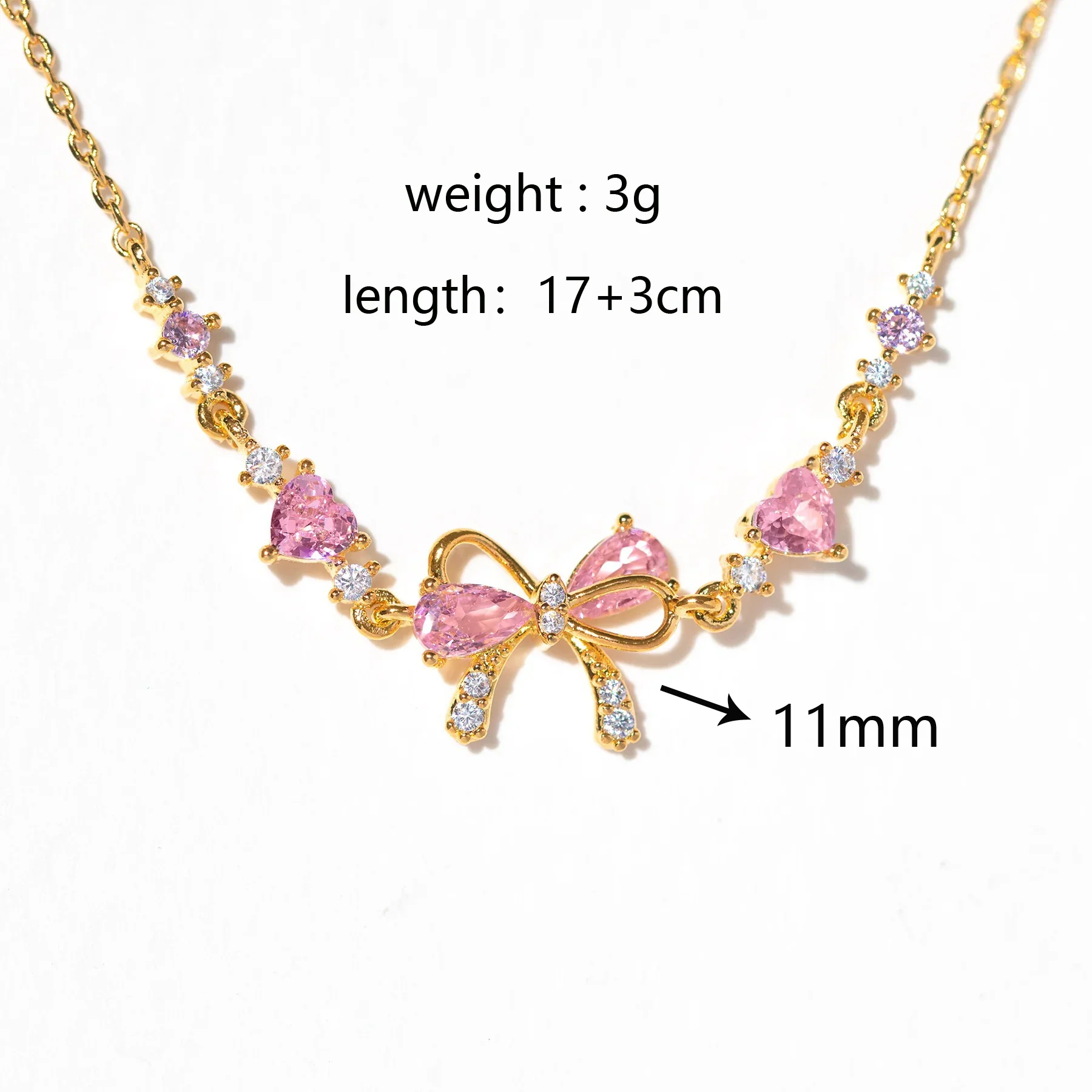 Amour Bow Brass Genuine Gold-Plated 3A Zircon Heart Bracelet - Image 4