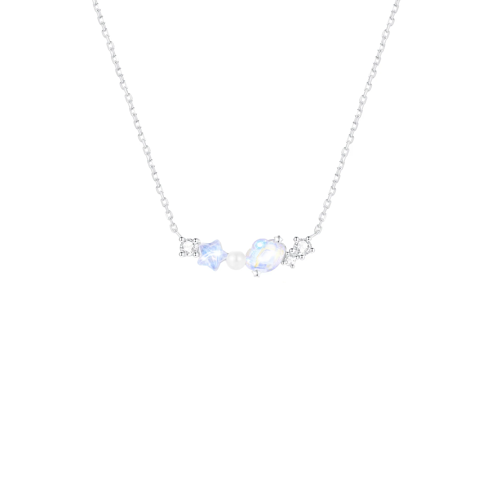 “Aurora Shell” S925 Sterling Silver Opalescent Shell Jewelry Set (Necklace, Earrings & Ring) - Image 3