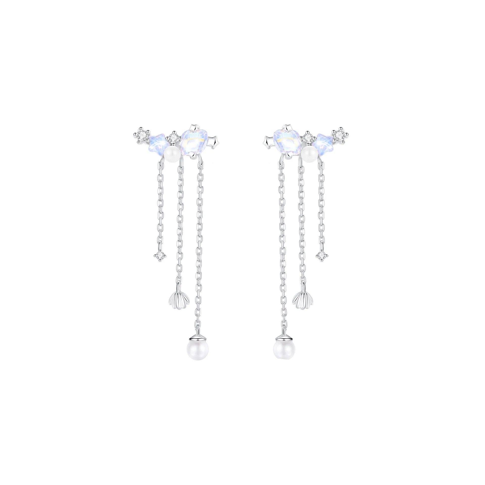“Aurora Shell” S925 Sterling Silver Opalescent Shell Jewelry Set (Necklace, Earrings & Ring) - Image 4