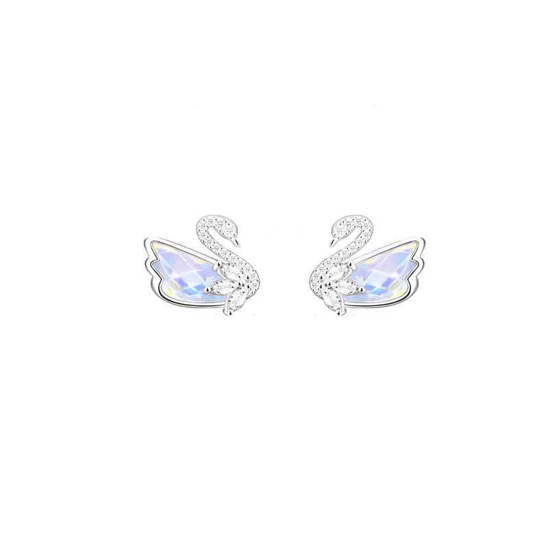 “Aurora Swan” 925 Sterling Silver Iridescent Swan Jewelry Set - Image 5