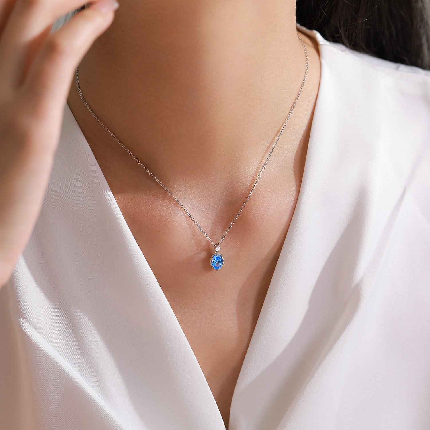 “Azure Stardrop” 925 Sterling Silver Blue Zircon Jewelry Set - Image 2