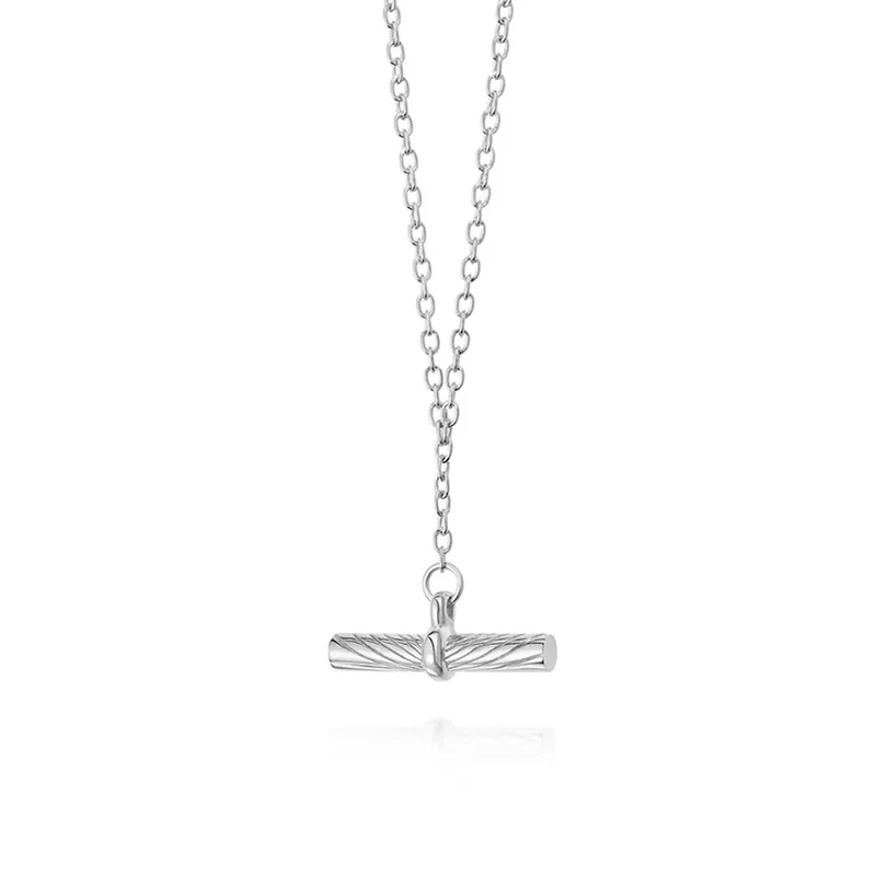 “Balance Column” 925 Sterling Silver Minimalist Cylinder Pendant Necklace