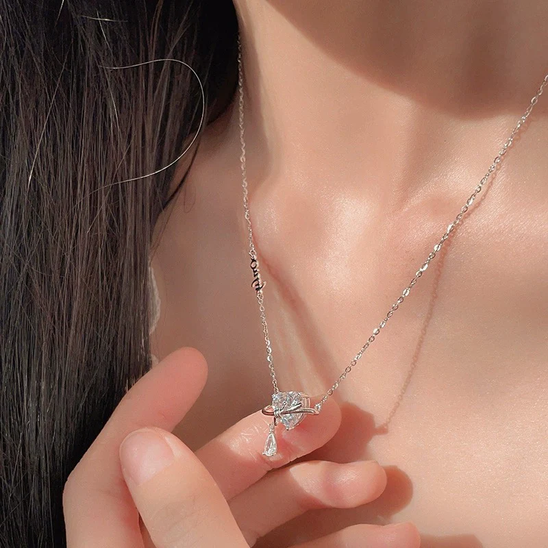 "Only You" 925 Sterling Silver Heart & Bow Necklace - Image 2