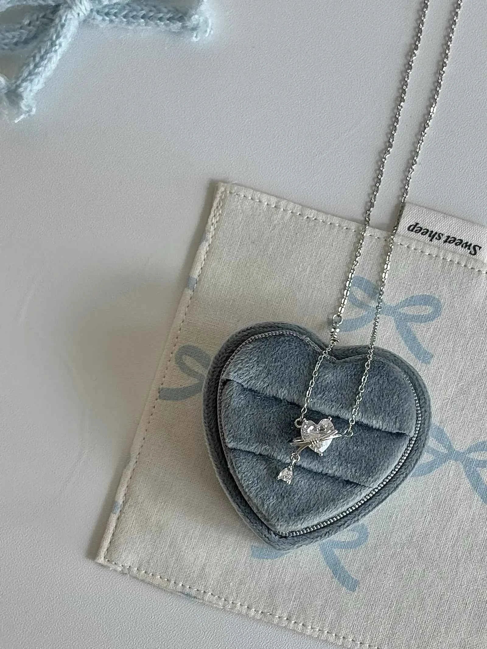 "Only You" 925 Sterling Silver Heart & Bow Necklace - Image 5