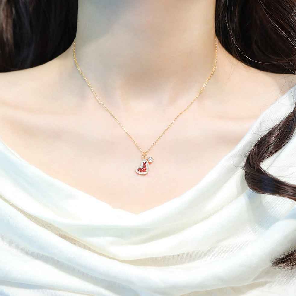 “Berry Palmier” S925 Sterling Silver Ruby-Red Heart Jewelry Set - Image 2