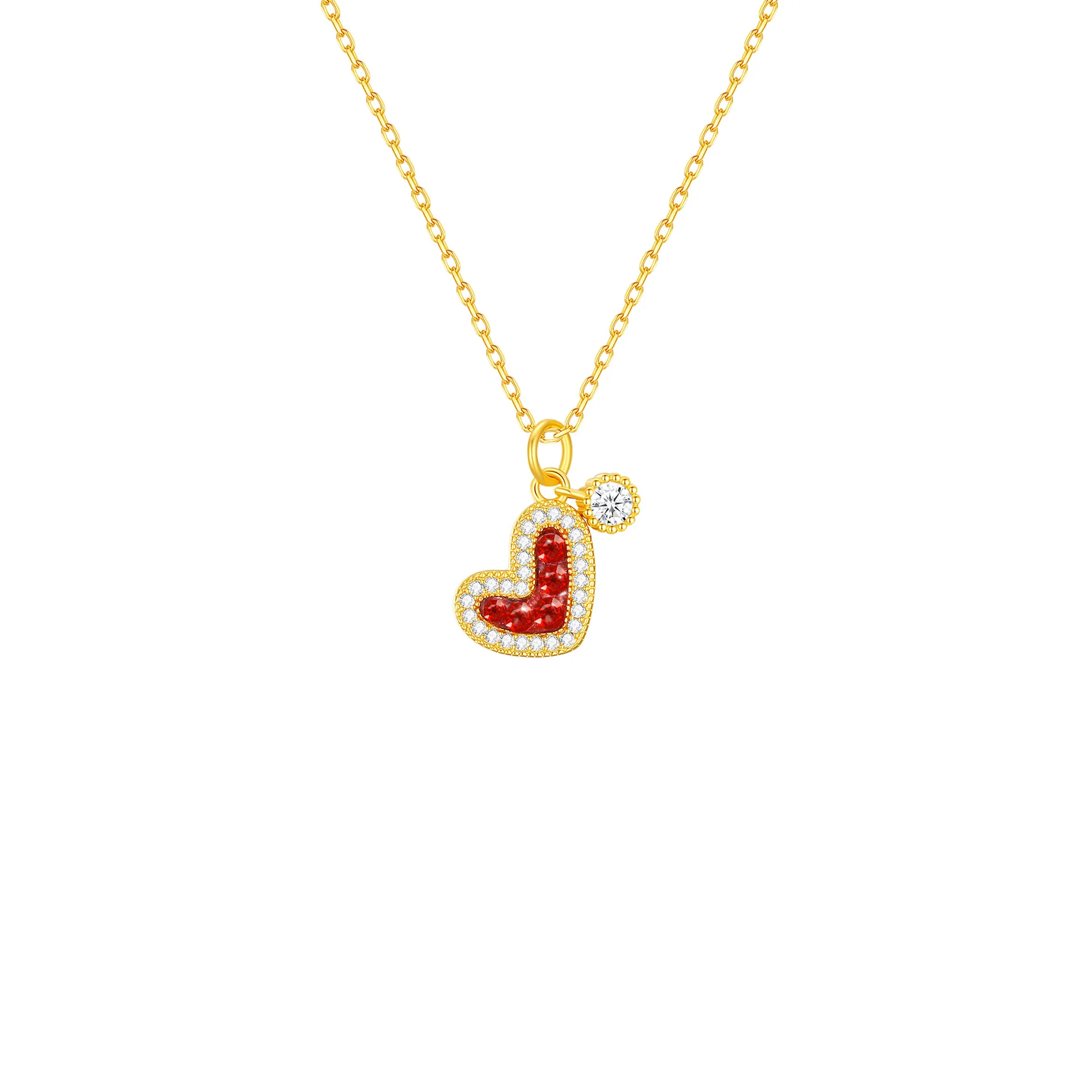 “Berry Palmier” S925 Sterling Silver Ruby-Red Heart Jewelry Set - Image 4