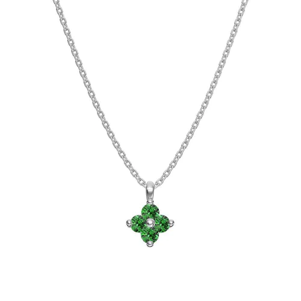 "Birthstone Clover" 925 Sterling Silver Four-Leaf Pendant Necklace - Image 11