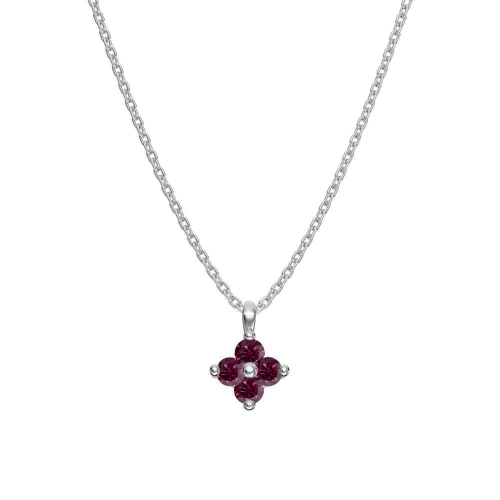 "Birthstone Clover" 925 Sterling Silver Four-Leaf Pendant Necklace - Image 12