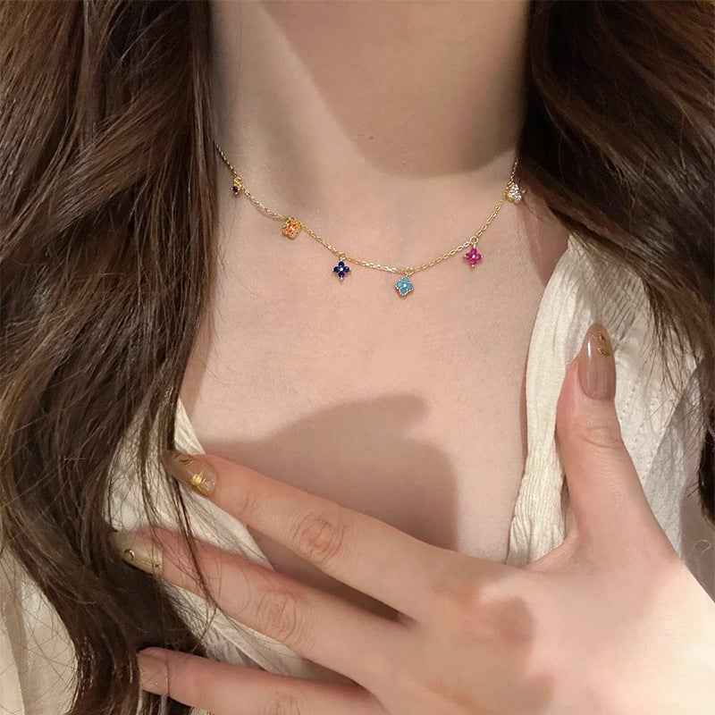 "Bloom of Luck" 925 Sterling Silver Colorful Clover Jewelry Set – Dopamine-Inspired Elegance - Image 2