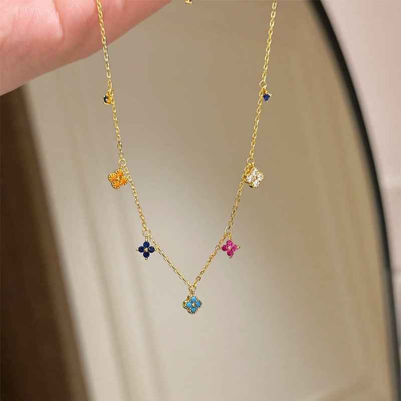 "Bloom of Luck" 925 Sterling Silver Colorful Clover Jewelry Set – Dopamine-Inspired Elegance - Image 6