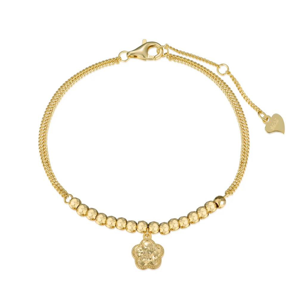 “Blossom Fortune” 925 Sterling Silver Lucky Flower Charm Bracelet - Image 3