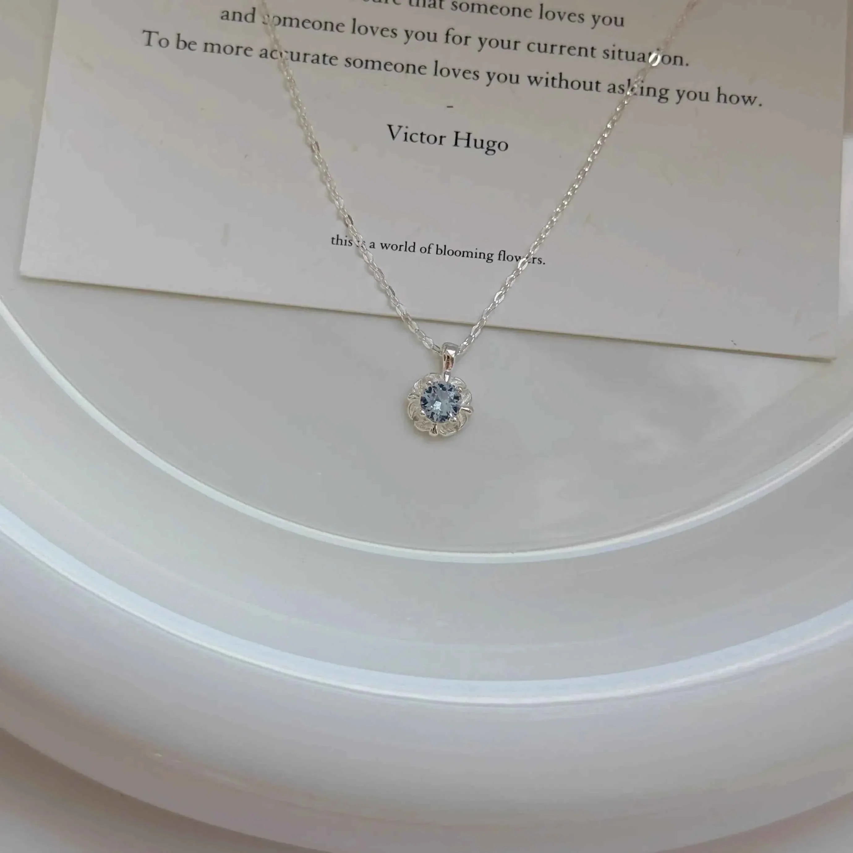 "Blue Tears" 925 Sterling Silver Aquamarine Necklace - Image 3