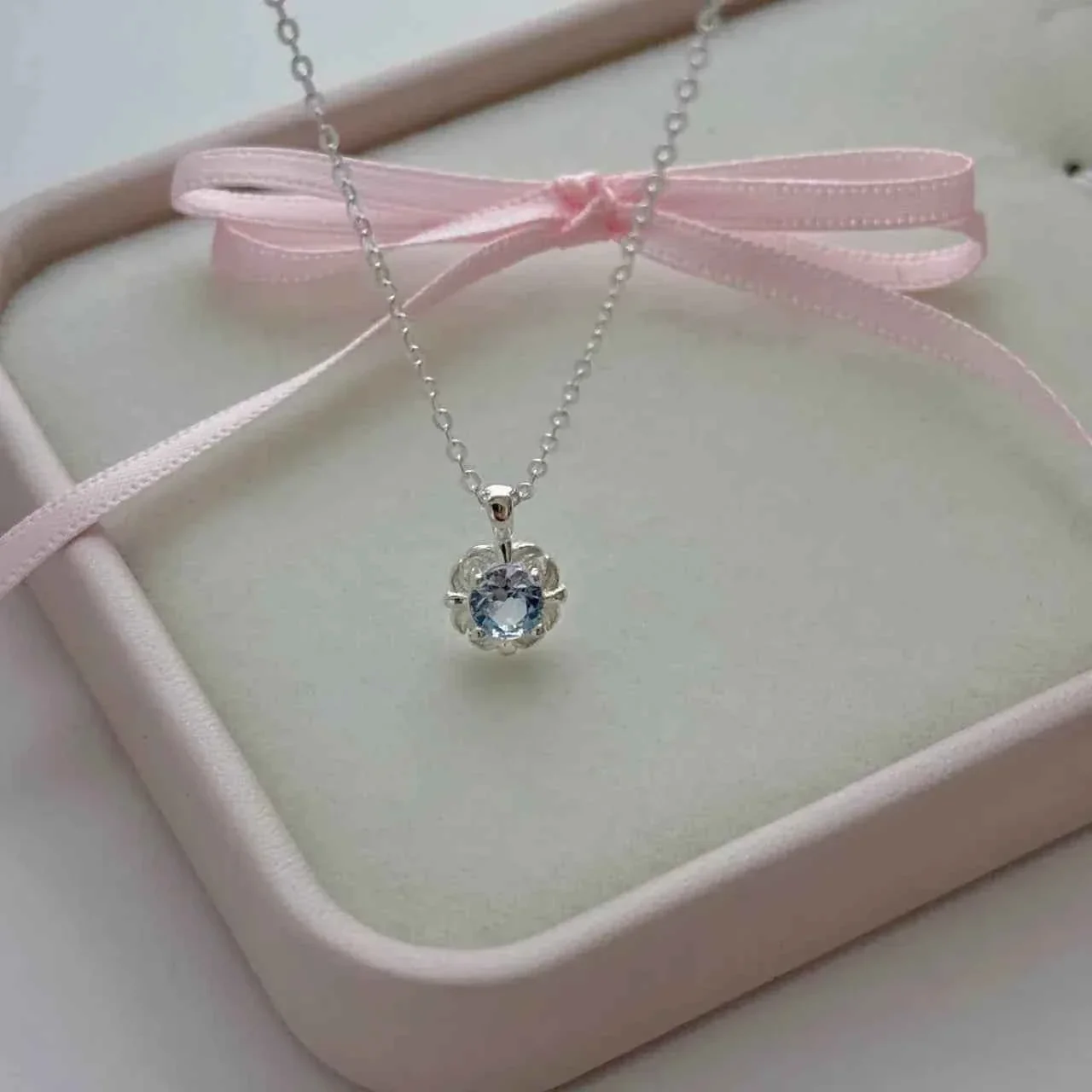 "Blue Tears" 925 Sterling Silver Aquamarine Necklace - Image 5