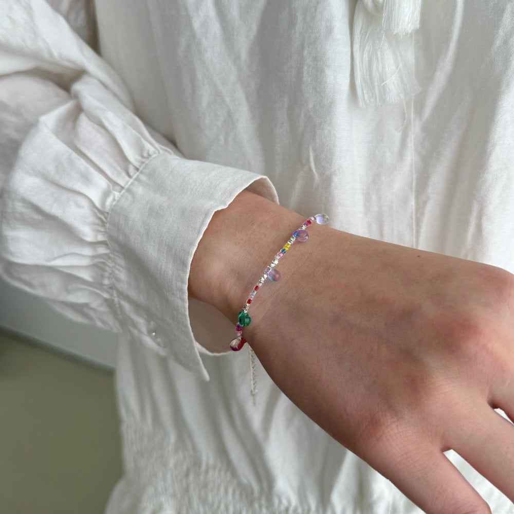 “Boho Prism Drops” S925 Sterling Silver Colorful Beaded Charm Bracelet - Image 2