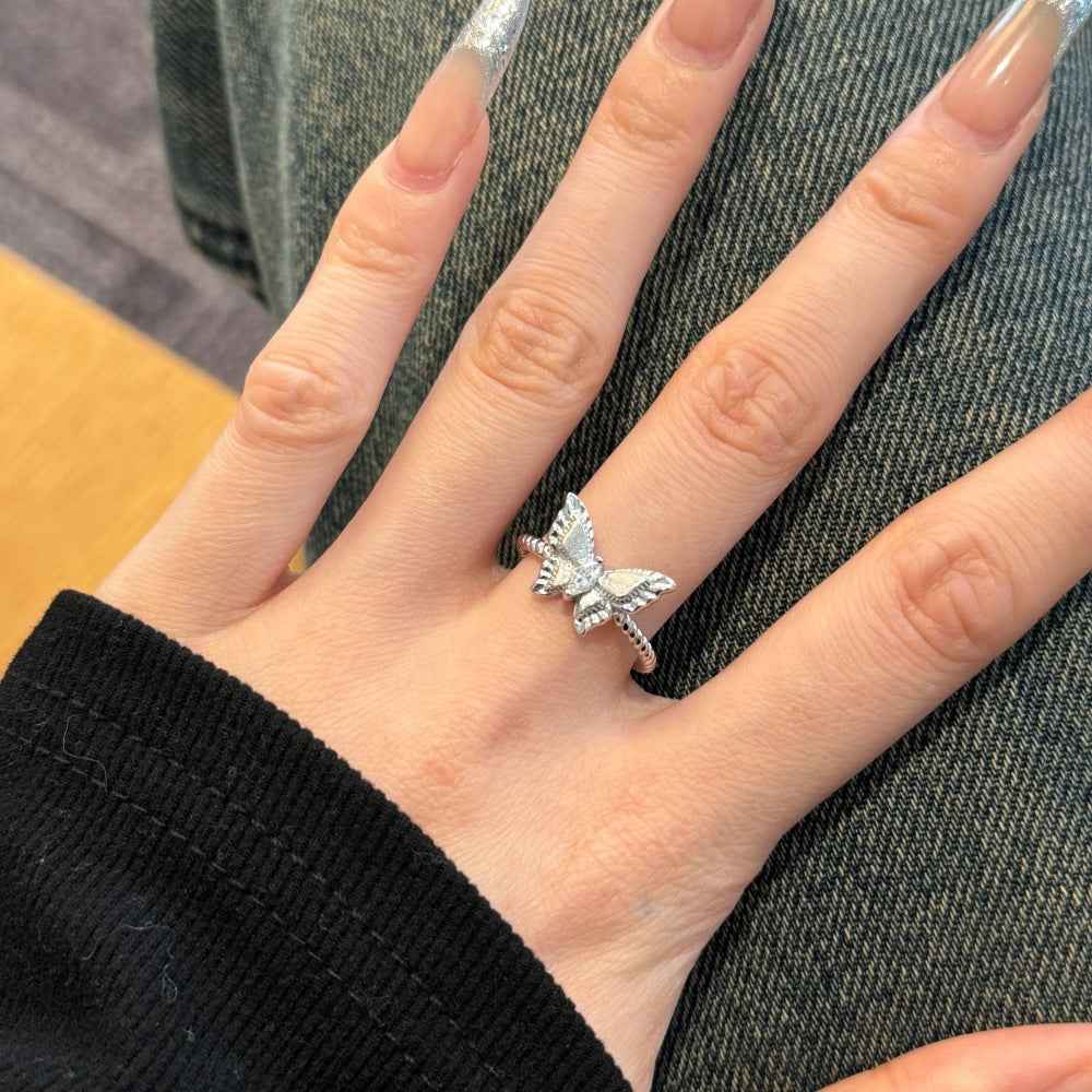 “Butterfly Crest” 925 Sterling Silver Marquise Butterfly Ring - Image 2
