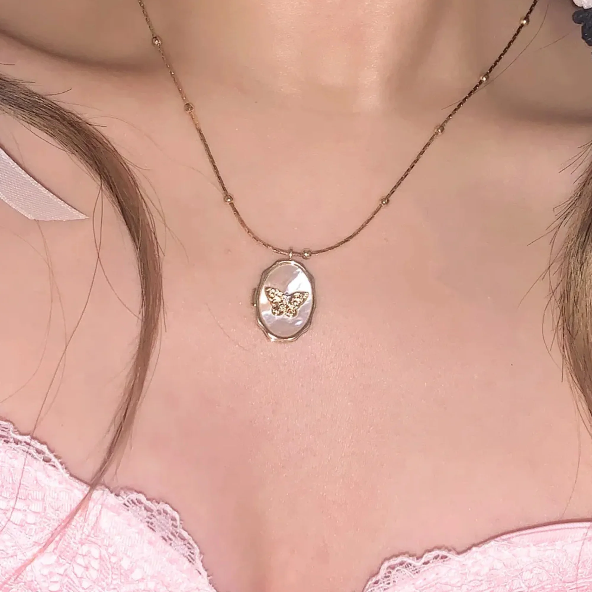 "Butterfly Shell" 18K Gold Plated Brass Necklace – Romantic, Dreamy & Timeless - Image 3