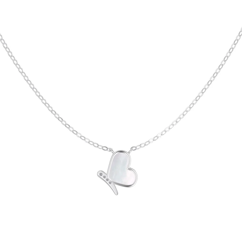 “Butterheart” S925 Sterling Silver Mother-of-Pearl Butterfly Necklace