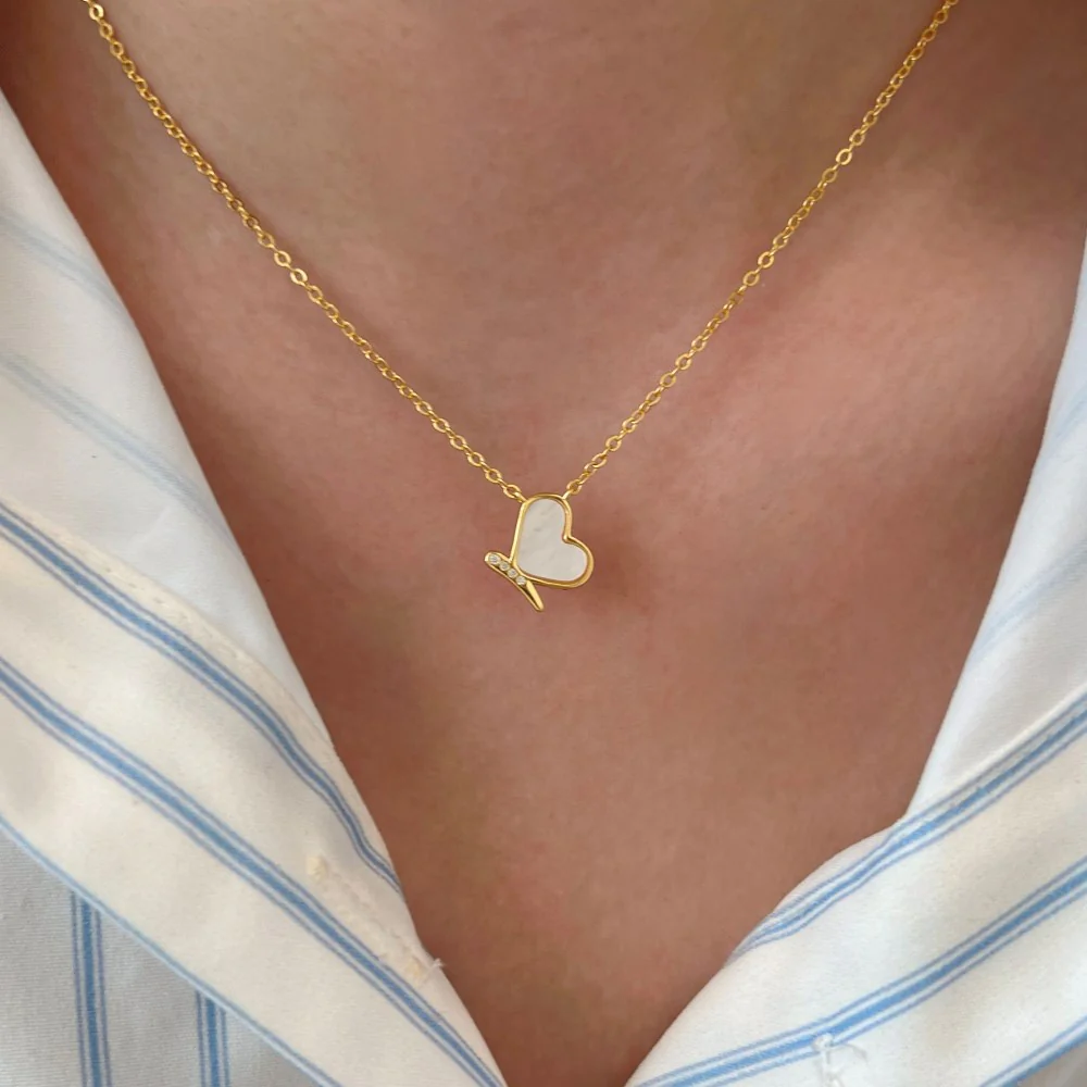 “Butterheart” S925 Sterling Silver Mother-of-Pearl Butterfly Necklace - Image 4