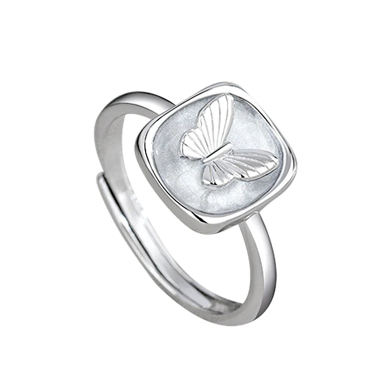 “Butterveil Dream” S925 Sterling Silver Butterfly Relief Jewelry Set (Necklace & Adjustable Ring) - Image 4