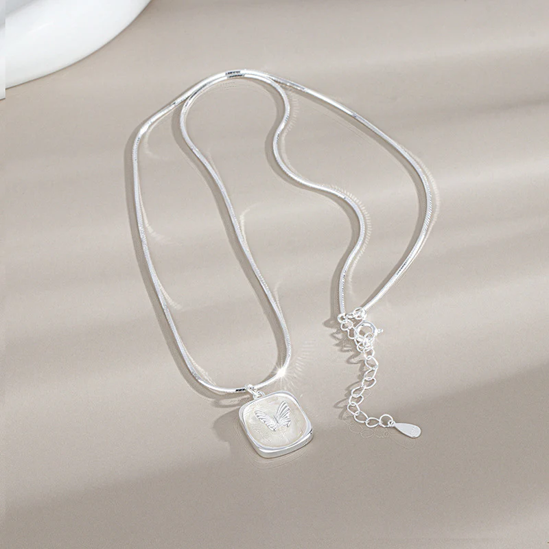 “Butterveil Dream” S925 Sterling Silver Butterfly Relief Jewelry Set (Necklace & Adjustable Ring) - Image 6