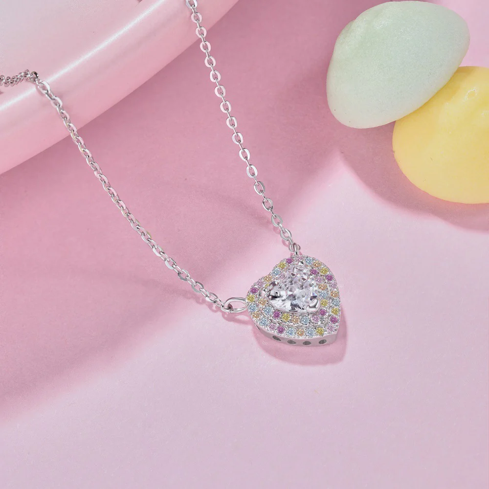 “Candy Heart Éclat” S925 Sterling Silver Heart Pavé Jewelry Set - Image 5