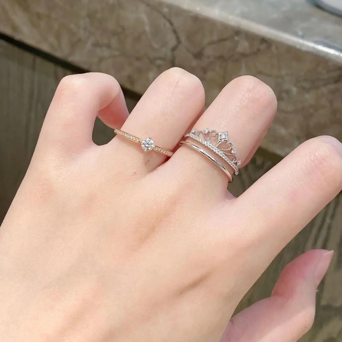 Castle Empress 925 Sterling Silver Moissanite Ring Set – Crown Design - Image 3