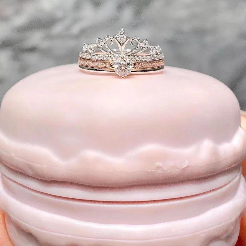 Castle Empress 925 Sterling Silver Moissanite Ring Set – Crown Design - Image 5