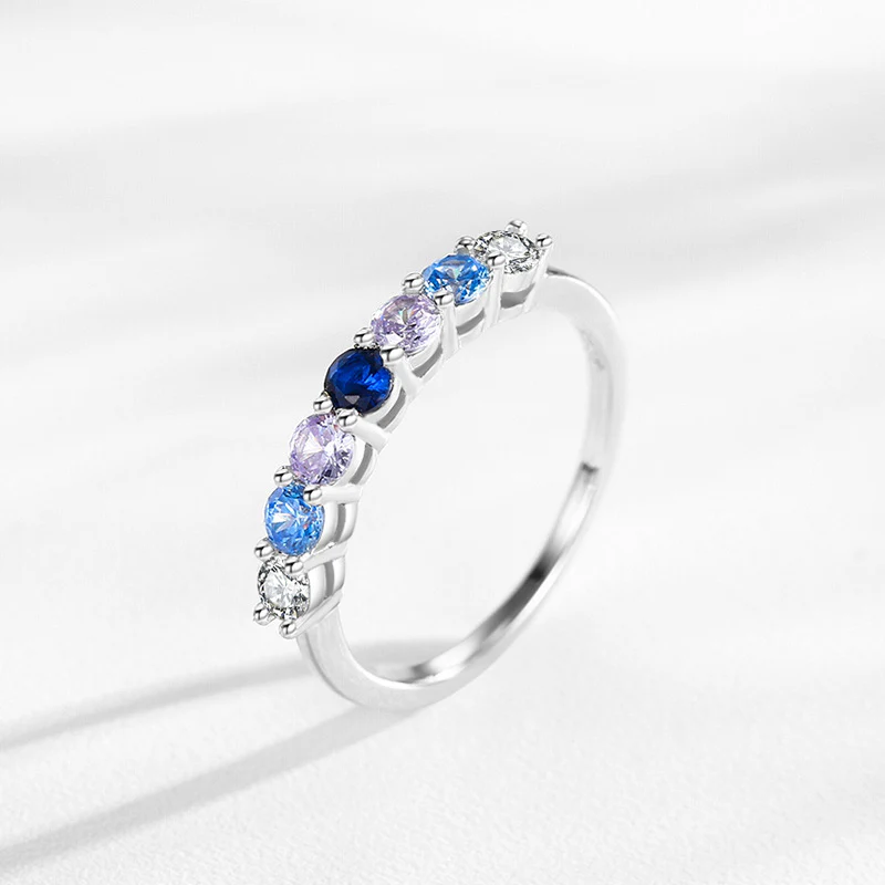 “Celeste Row” 925 Sterling Silver Round Multi-Stone Band Ring - Image 3