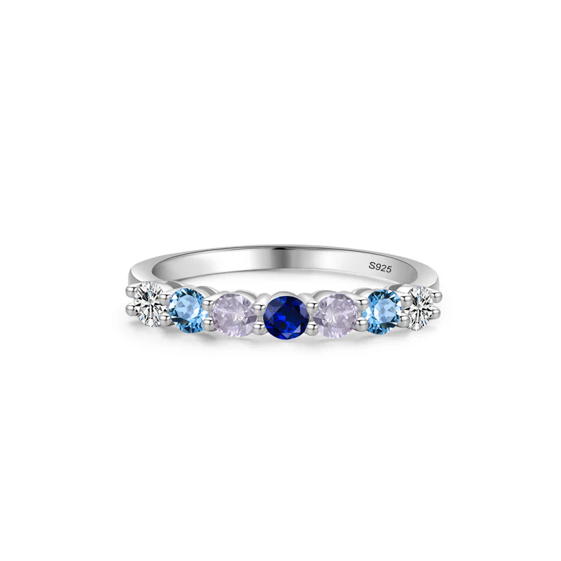 “Celeste Row” 925 Sterling Silver Round Multi-Stone Band Ring - Image 6