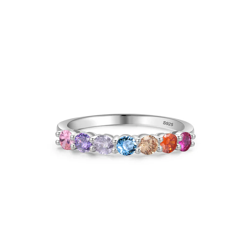 “Celeste Row” 925 Sterling Silver Round Multi-Stone Band Ring - Image 7