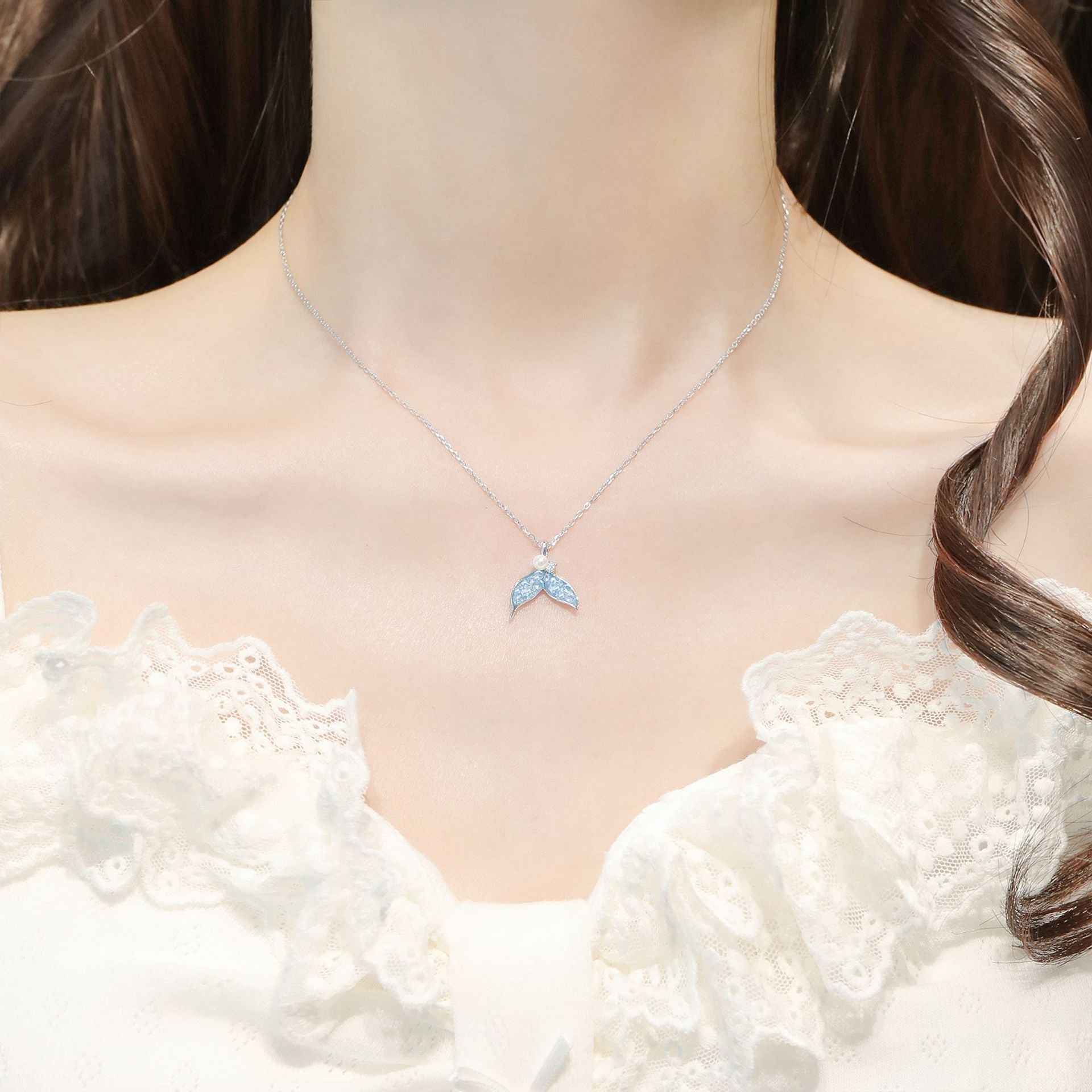“Celestia Tail” S925 Sterling Silver Mermaid Tail Necklace - Image 2