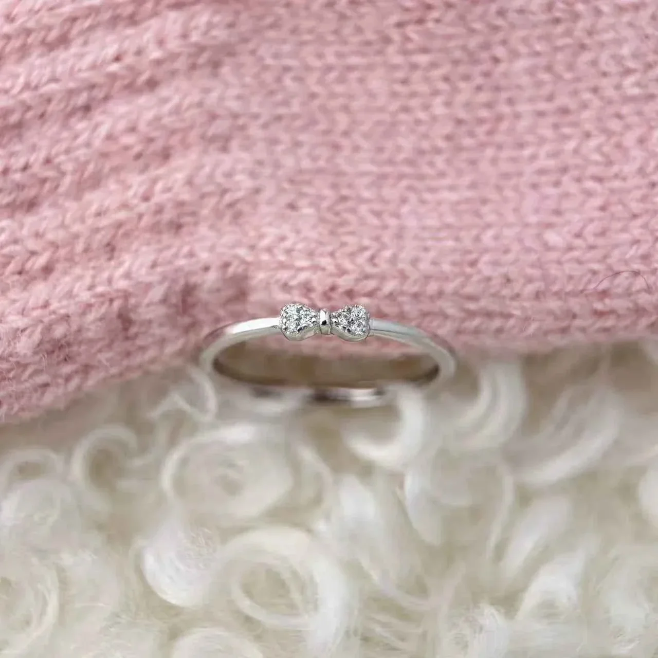 "Chic Bow" 925 Sterling Silver Diamond Accent Ring - Minimalist and Unique - Image 7