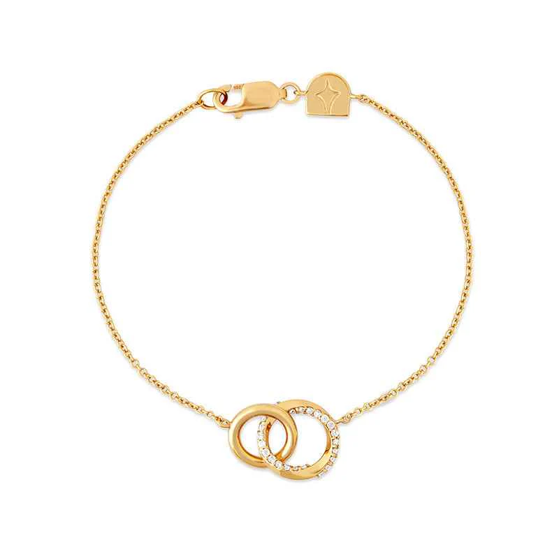 “Circle Glow” S925 Sterling Silver Zircon Double Ring Bracelet - Image 2