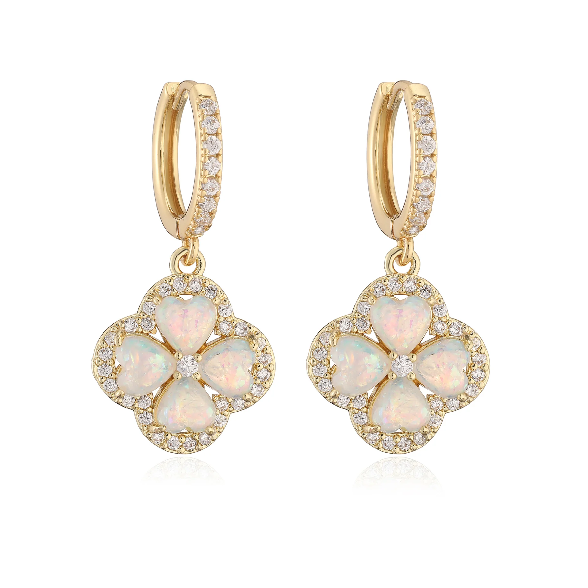 “Clover Bloom” Gold-Tone Brass Colorful Zircon Clover Jewelry Set - Image 10