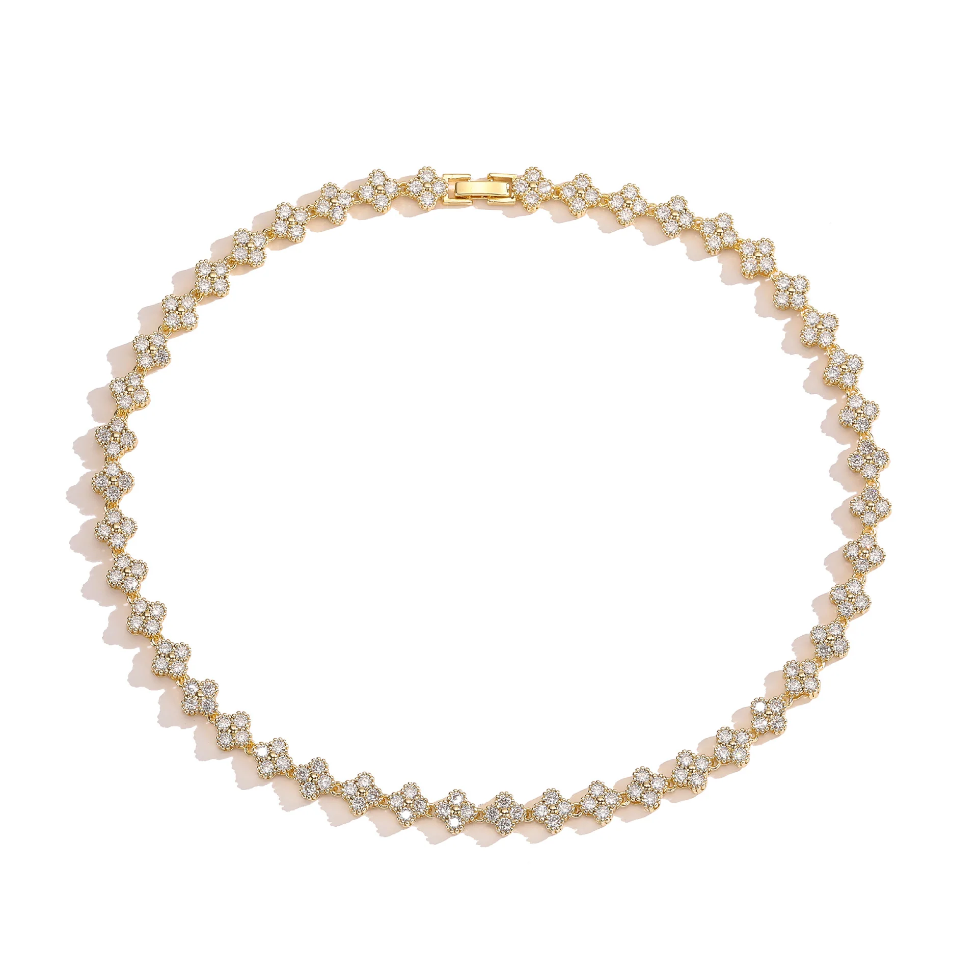 Clover Royale Brass 18K Gold-Plated 3A Zircon Floral Necklace & Bracelet Set - Image 20
