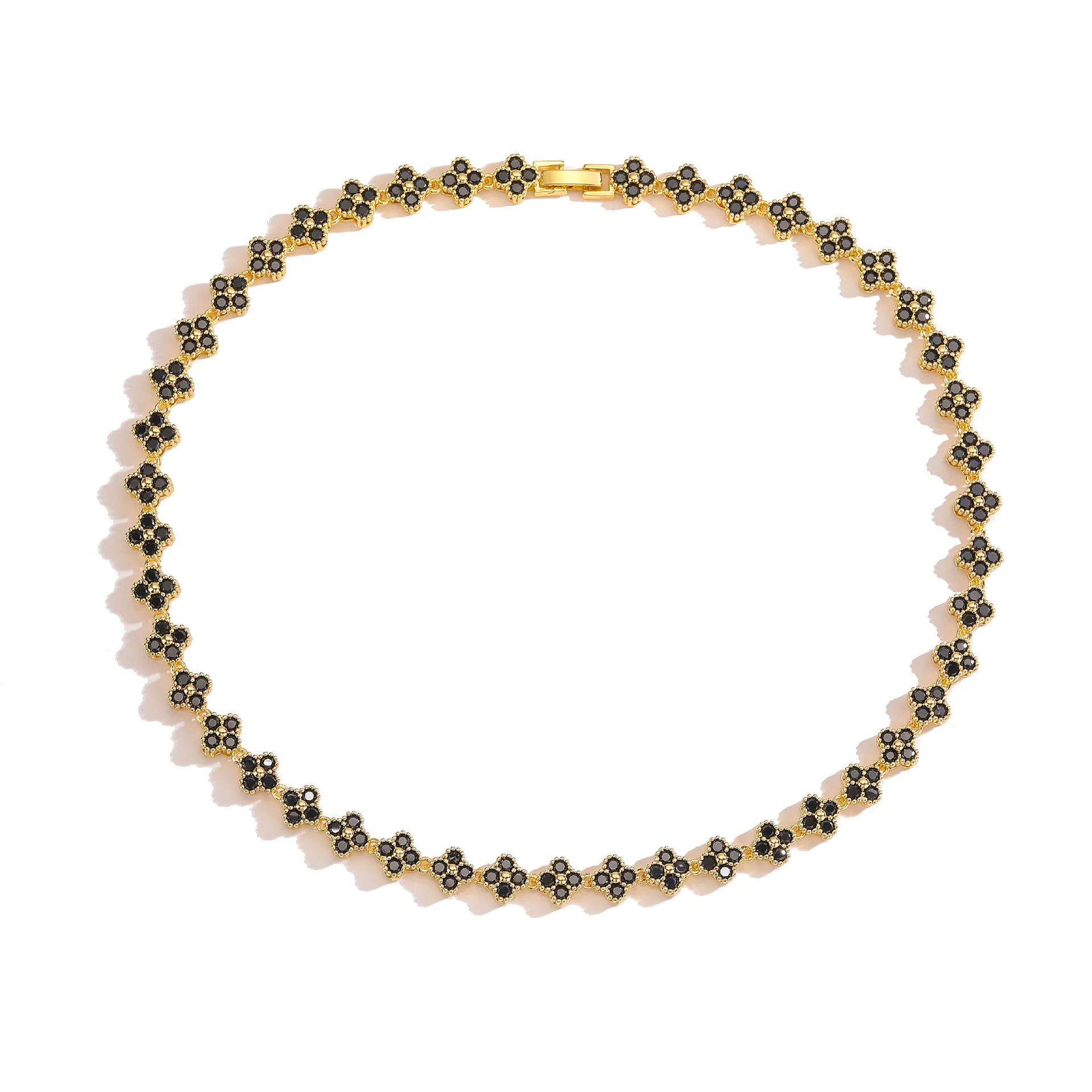 Clover Royale Brass 18K Gold-Plated 3A Zircon Floral Necklace & Bracelet Set - Image 26