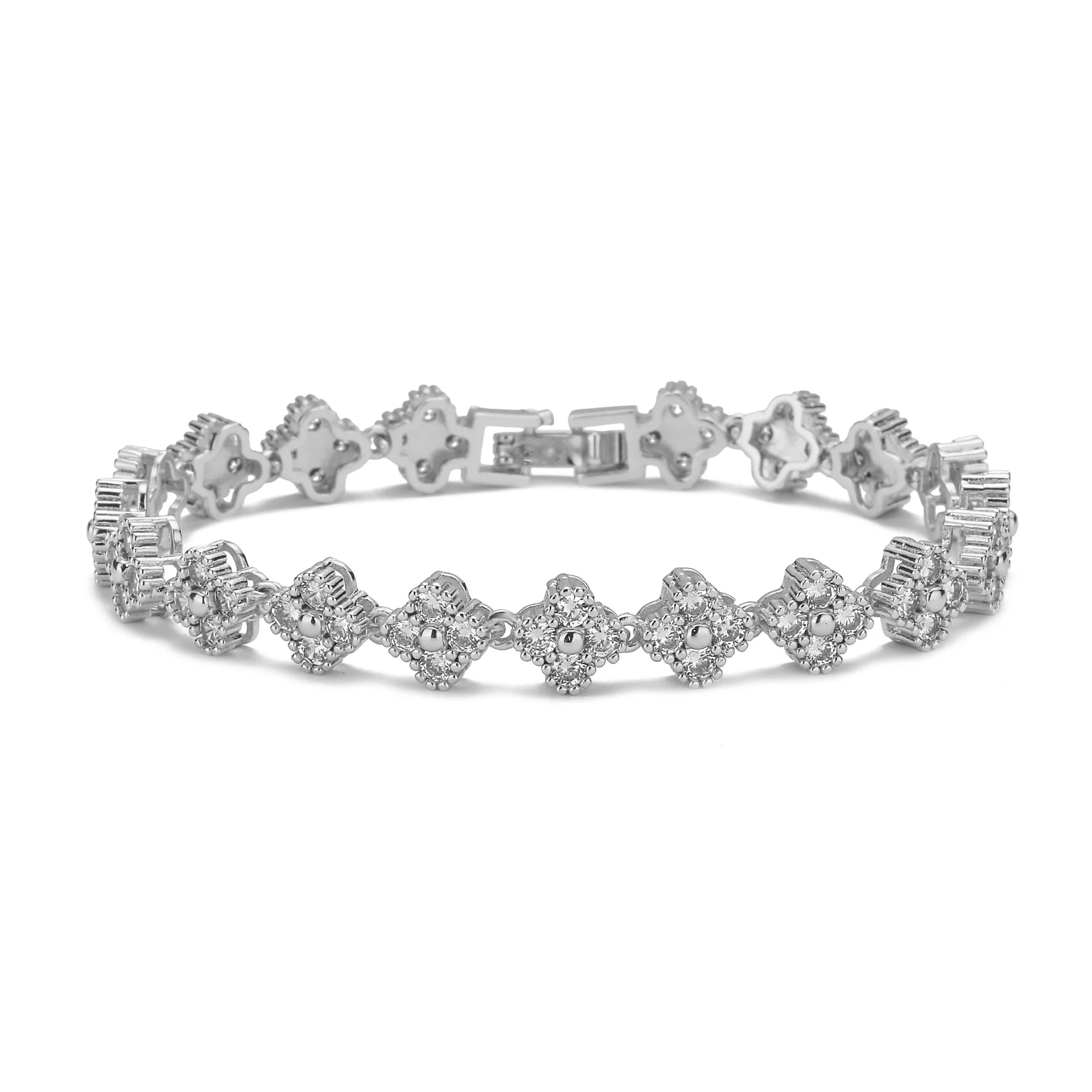 Clover Royale Brass 18K Gold-Plated 3A Zircon Floral Necklace & Bracelet Set - Image 30