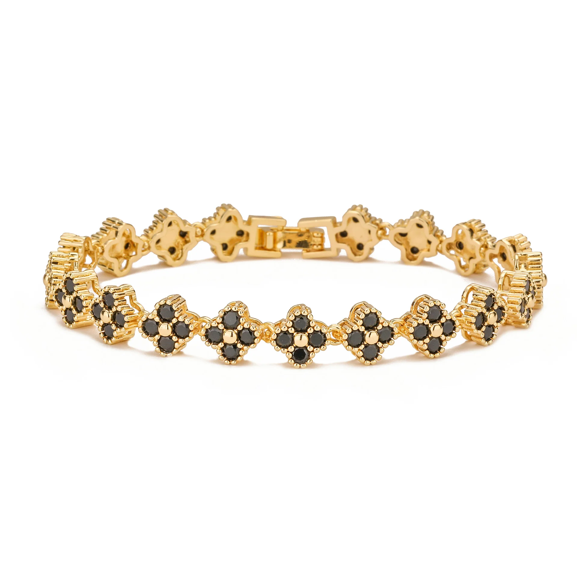 Clover Royale Brass 18K Gold-Plated 3A Zircon Floral Necklace & Bracelet Set - Image 37