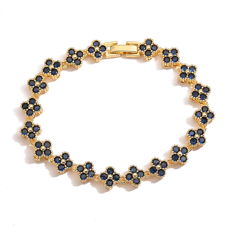 Clover Royale Brass 18K Gold-Plated 3A Zircon Floral Necklace & Bracelet Set - Image 39