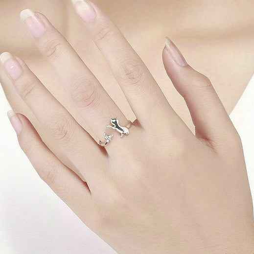 “Companion Cat” S925 Sterling Silver Cat Open Ring - Image 3