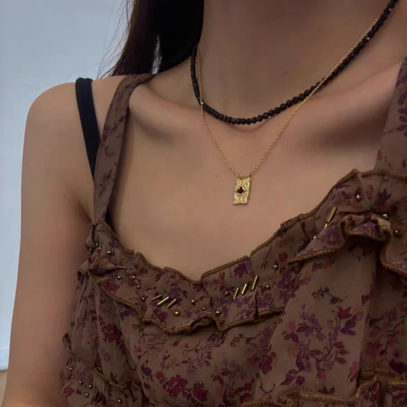 Crimson Frame 18K Gold-Plated Brass Ruby Pendant Necklace - Image 2