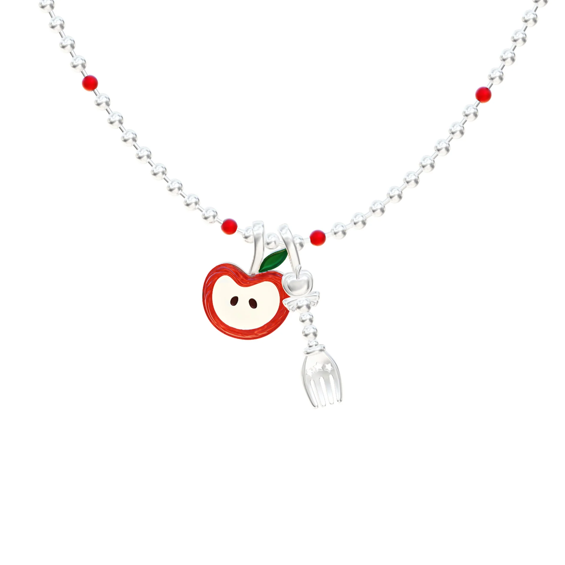“Crimson Orchard” S925 Sterling Silver Red Apple Charm Necklace - Image 5