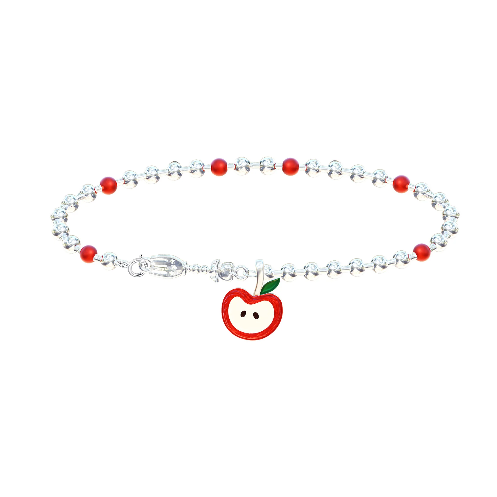 “Crimson Orchard” S925 Sterling Silver Red Apple Charm Necklace - Image 6