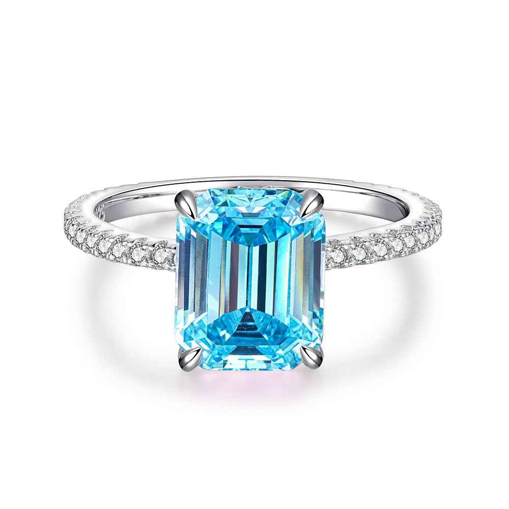 “Crystal Aurora” 925 Sterling Silver Emerald-Cut Color Zircon Ring - Image 4