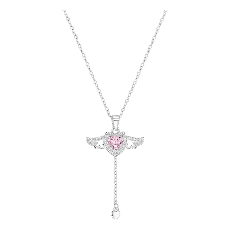 "Cupid’s Heart" 925 Sterling Silver Angel-Wing Necklace – Luxe, Petite