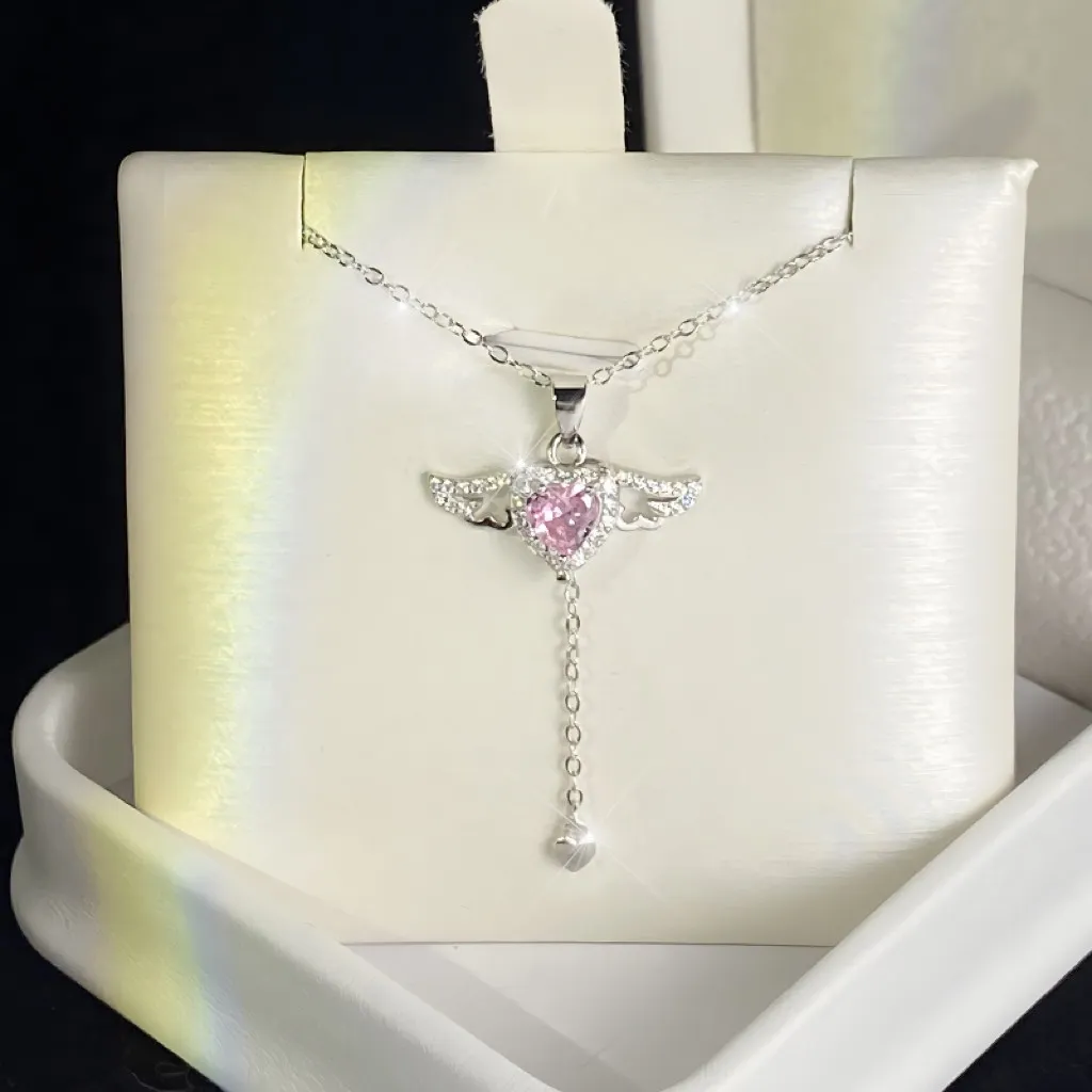 "Cupid’s Heart" 925 Sterling Silver Angel-Wing Necklace – Luxe, Petite - Image 4
