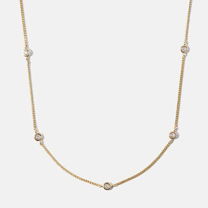 “Dainty Aura” S925 Sterling Silver Zircon Station Necklace - Image 4