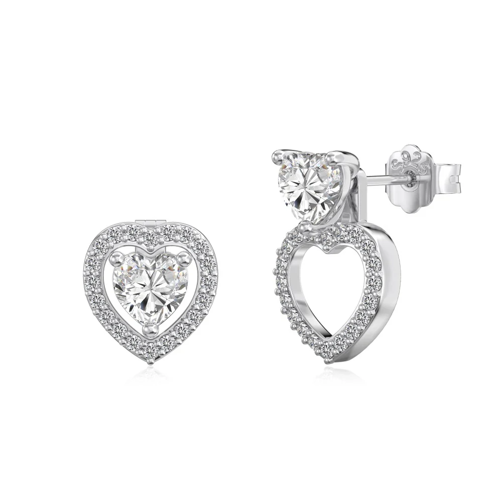 "Dancing Heart" S925 Sterling Silver Hollow Heart Earrings